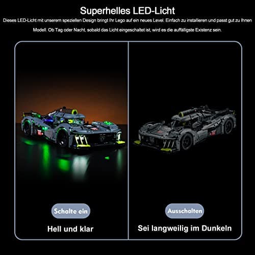 LED Licht Set for Lego 42156 Technic Peugeot 9X8 24H Le Mans Hybrid Hypercar (Kein Lego-Modell), Dekorationsbeleuchtungsset Kreative Spielzeug-Standard Version, 12 Months and Up - Image 5