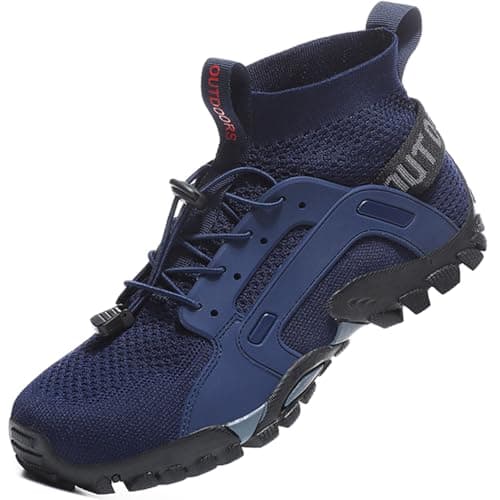 Hiking Shoes Men Women Boots Outdoor Trekking Trail Shoes Non-Slip Walking Shoes Breathable Sneakers, Blue, 42 EU - Image 3