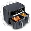 Moulinex air fryer two compartments, very large capacity 11L, 10 people, 7 automatic programs, oil-free fryer, digital touch screen, dual stainless steel, EZ942BF0, dark grey - Image 8