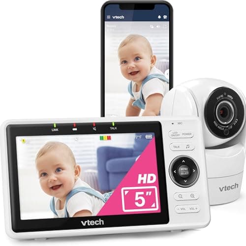 VTech Babyphone Camera 5 inch Baby Camera 1080p, 120° Wide Angle View, Night Vision, Remote Pan-Tilt Zoom, Two-Way Talc, Works with iOS and Android, WiFi - Image 2