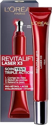 L'Oréal Paris - Triple Action Anti-Aging Eye Care - Anti-Wrinkle & Multi-Correction - With Hyaluronic Acid & Pro-Xylane - For All Skin Types - Revitalift Laser X3 - 15 ml - Image 2