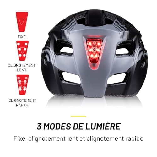 Dunlop Bicycle Helmet with Light, Adjustable 55-58 cm for Women and Men, with 3 Modes LED Light, Black - Image 5