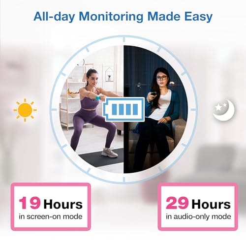 VTech VM819 Baby Video Monitor with 19 Hours Battery Life 1000ft Automatic Night Vision 7cm Screen 2-Way Audio Temperature Sensor Energy Saving Mode and Lullabes, White - Image 8