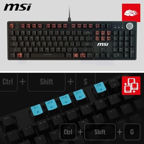 MSI Forge GK320 FR Mechanical Gaming Keyboard - French AZERTY, Interchangeable Red (Linear) Switches, Magnetic Cover, Ergonomic Keys, RGB LED, USB 2.0 – Full Size - Image 4