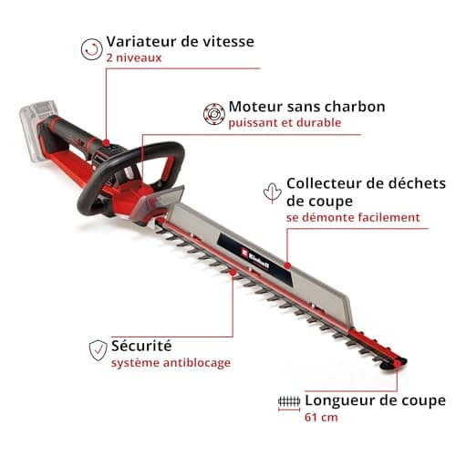 Einhell Professional Cordless Hedge Trimmer GP-CH 18/61 Li BL-Solo Power X-Change (18 V, Carbonless Motor, Cutting Length 61 cm, Anti-lock System, with Sheath, Without Battery) - Image 4