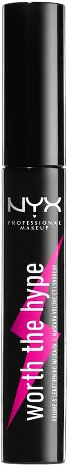 NYX Professional Makeup, Mascara Worth The Hype, Volume et Longueur, Brosse Conique, Formule Enrichie en Huile de Jojoba, Teinte : Black