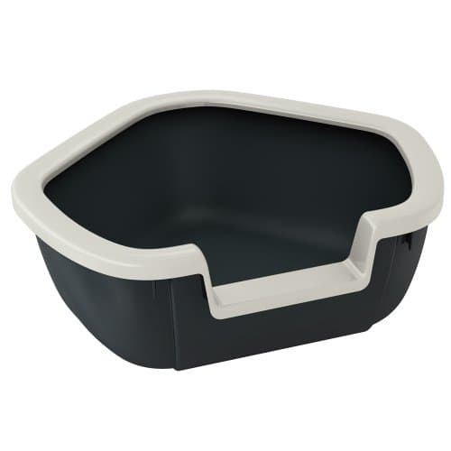 Ferplast Bac Litiere pour Chat, Maison de toilette pour Chat, Bac à litière d'angle, avec Bords Hauts et Entrée Basse, 57,5 x 51,5 x H 22 cm, Bac à Litière d'Angle DAMA, Noir - Image 3