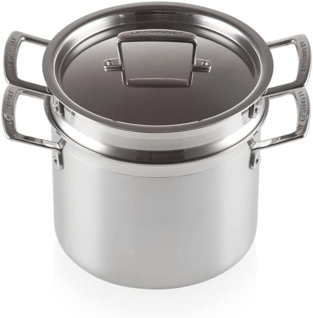 Le Creuset 96200520001000 Steaming Pot with Lid 20 cm, Stainless Steel 3-ply, Capacity 5 L, Silver,96200520001000 - Image 1