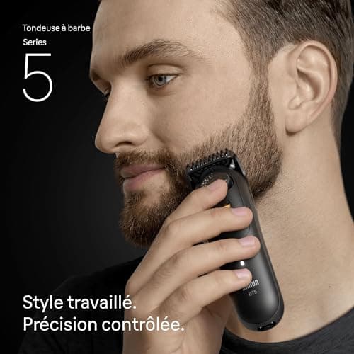 Braun BT5520 Series 5 Beard Trimmer + 4 Styling Tools, Ultra-Sharp Blade, 120 Min Runtime, 40 Lengths, Waterproof, Precision Wheel and Lock, BT5520, Black - Image 3
