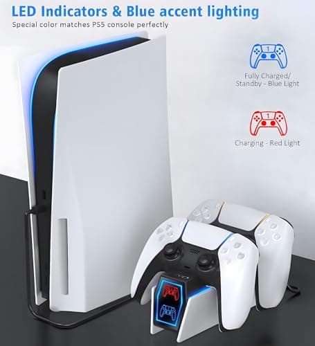 OIVO PS5 Controller Charger, 2H Fast Charger PS5 with 2 Cable Types for PS5 Controller, Charging Dock Compatible with DualSense PlayStation 5 Controllers - Image 5