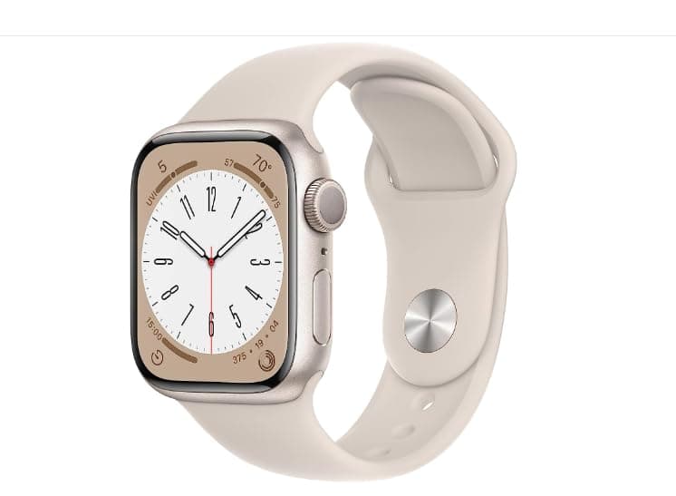 Apple Watch Series 8 (GPS, 41mm) Starlight Aluminium Case with Starlight Sport Band, One size (Refurbished) - Image 1