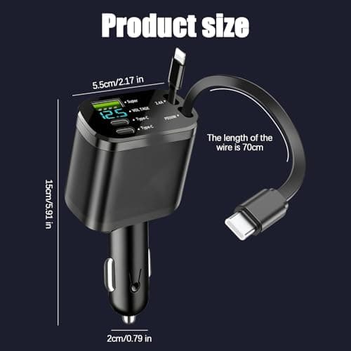 5 in 1 Retractable Car Charger, Quick Charge, Universal Quick Charge for Mobile Phones, Travel Camping Car Accessories - Image 3