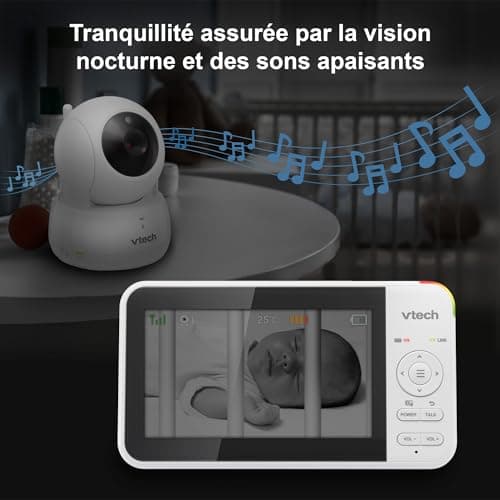 VTech VM924 Baby Monitor with Camera, Pan&Tilt,Video Baby Monitor with 5" LCD Screen,Up to 17 Hrs Battery Life,1.33x Zoom,Night Vision,300m Long Range,Soothing Sounds,2-Way Talk,Secured Transmission - Image 6