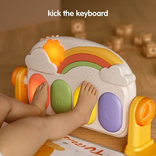 TUMAMA Baby Piano Gymnastics Mat, Luminous Play Mat with Arches, and 4 Rattles Toys, Suitable from 0 Months Gift Infant Toys - Image 6