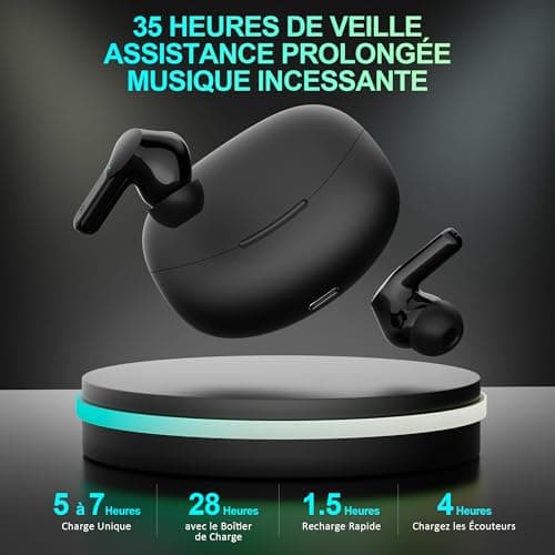 Wireless Bluetooth Headphones, Bluetooth 5.3 Wireless Earphones, Hi-Fi Stereo Sound, 35H Earphones, CVC Noise Reduction USB C Headphones for iOS Galaxy Xiaomi Oppo Android - Image 7