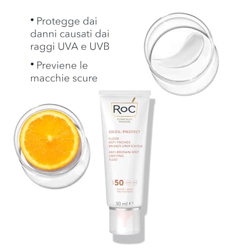 RoC - Soleil-Protect Fluide Anti-Taches Brunes Unificateur SPF 50 - Hydratant pour le Visage - Filtres Anti-UVA et Anti-UVB - Vitamine C - 50 ml - Image 9
