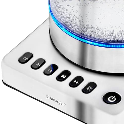 WMF KITCHENminis 0413180012 Electric Glass Teapot Kettle, 1 L, 1900 W, 5 Temperature Levels, Keep Warm, Wireless, Schott Duran Quality, Integrated Tea Filter, Stainless Steel & Compact Design - Image 6
