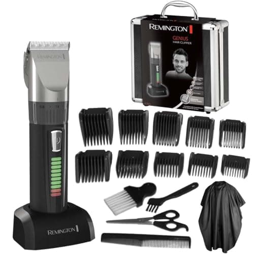 Remington Genius Hair Clippers [Professional Kit] (Pro Heavy Duty Motor, Self-Sharpening Ceramic Blades, Mains / Wireless Lithium Battery, 10 Combs, Pro Case + Accessories) HC5811 Trimmer - Image 2