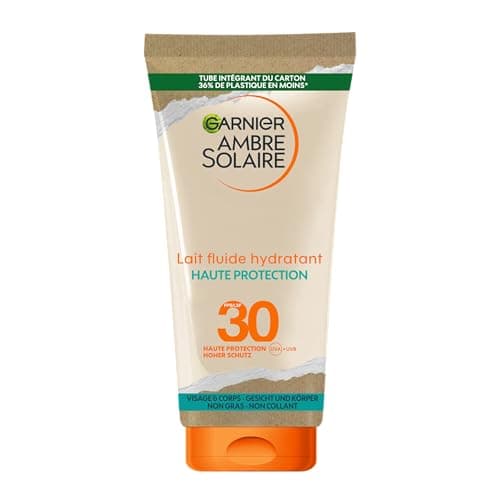 GARNIER Ambre Solaire - Lait Fluide Hydratant - Haute Protection Solaire - FPS 30 - Protège des UVA & UVB - Hydratation 24h - Résiste à L'Eau - Fini Invisible - Visage & Corps - 175 ml - Image 2