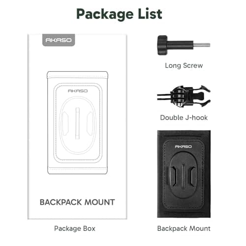 AKASO Backpack with Adjustable Shoulder Strap and J-Hook, Mount System for GoPro Hero 13/12/11/10/9 Session, DJI Osmo Action 5 Pro/4/3 Osmo Pocket, Insta360 - Image 7