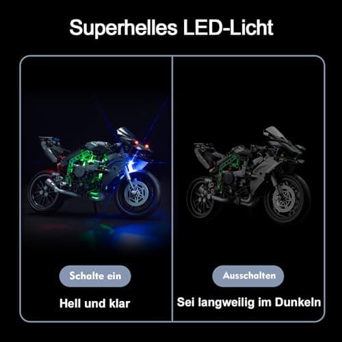 BrickBling LED Motorcycle Light Kit Lego Technic Kawasaki Ninja H2R (No Lego) Decorative Lighting Kit for Lego 42170 Kawasaki Ninja H2R Motorcycle Creative Toys, DE-42170-P64101 - Image 5