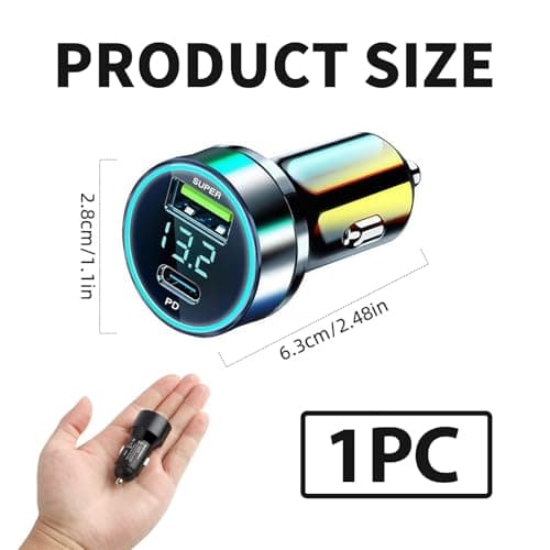 Mobile Phone Cigarette Charger, USB-C & USB Car Charger, 66W Car Cigarette Lighter Adapter, Fast Charger for Smartphones and Laptops, Compatible with 12V Cigarette Lighter Socket - Image 3