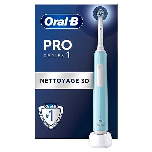 Oral-B Pro 1 Brosse À Dents Électrique Bleue, Un Capteur De Pression Pour Protéger Les Gencives Et Les Dents Sensibles, Avec Des Accessoires, 1 Brossette De Rechange, Douce Et Ronde, 1 Chargeur - Image 2