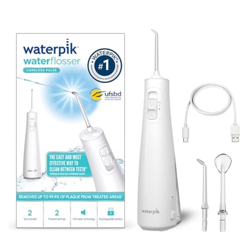 Waterpik WF-20 Pulse, Cordless Water Flosser, Recommended by UFSBD, Rechargeable Dental Jet, Removes Plaque, 2 Pressure Levels, 45 Seconds Cleaning, 2 Tips Included, Waterproof, White - Image 3