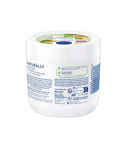 NIVEA NATURALLY GOOD Family Care Crème multi-usage pour toute la famille (1 x 450 ml), Crème 3-en-1 enrichie en huile d’amande douce 100% naturelle, Soin visage corps et mains - Image 3