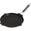 STAUB Cast Iron Grill with Pouring Spout and Silicone Handle, Round, Diameter 27 cm, Matte Black - Image 2