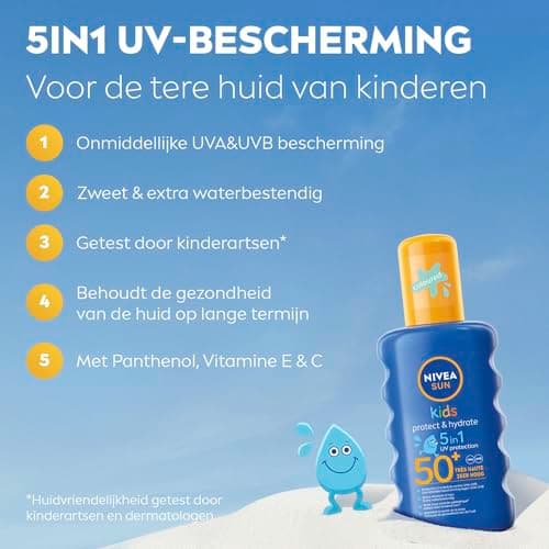 NIVEA SUN Spray Solaire Protect & Hydrate Kids Coloré SPF 50+ 200 ml — Crème Solaire résistante à l'eau — Haute Protection Visage et Corps pour la peau délicate des Enfants - Image 5