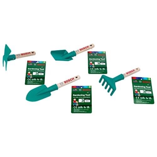 Theo Klein 2735 Bosch Hand Gardening Tool Set I Includes Spade, Rake, Shovel and Hoe I Anti-UV I Hanging Holes I Toy for Children from 3 Years Old - Image 6