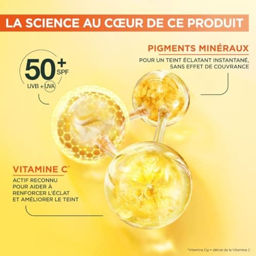Garnier SkinActive - Fluide Anti-Taches & Anti-UV Quotidien - Glow - SPF 50+ - Protège, Réduit les Taches & Booste l'Éclat - Soin Visage Enrichi en Vitamine C - Tous Types de Peau - 40 ml - Image 5