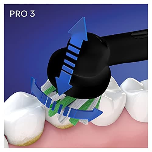 Oral-B Pro 3000 Rechargeable Electric Toothbrush with 1 Pressure Sensor Handle and 1 Crossaction Brush, 3D Technology, Black, Removes Up to 100% Dental Plaque - Image 5