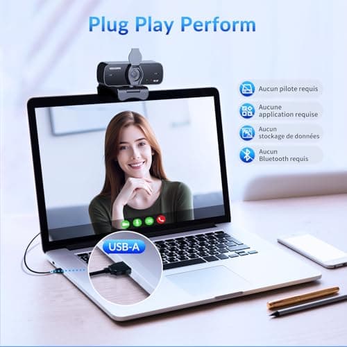 4K Webcam for PC with Sony Sensor, Auto Focus and Privacy Coverage, Ultra HD 4K Streaming Camera, 2 Microphones with Noise Erase, USB Plug & Play, 77° FOV, Webcam for - Image 7