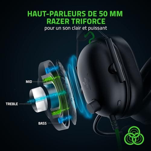 Razer BlackShark V2 X USB Wired Esports Gaming Headset (50mm TriForce Speakers, Noise Cancellation, 240g Ultra-Light Construction, 7.1 Surround Sound) Black - Image 4