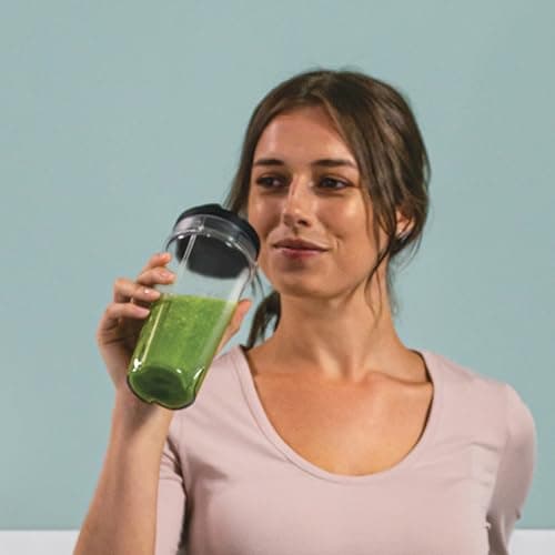 Ninja 700W Slim Blender and Smoothie Maker, 2x 470ml Cups with Spout Lids, Personal Blender, Crushes Ice and Frozen Fruit, Silver/Black QB3001EUS - Image 8
