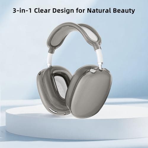 Fycyko 3 in 1 Case Compatible with Airpods Max (2024/2020), Transparent Silicone Cover, Perfectly Fits Apple AirPods Max Accessories - Transparent Black - Image 4