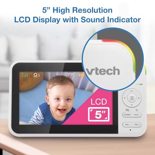 VTech VM924 5" Baby Camera Baby Monitor 720P HD, 360 Degree View Angles, Remote Pan-Tilt-Zoom, Night Vision, Intercom Function, Temperature Sensor - Image 7