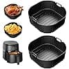 2 Pieces Flat Silicone Air Fryer, Reusable Silicone Mould for Air Fryer, Airfryer Silicone Mould, For Russel Hobbs XXL 4L, Philips NA229/00 4.2L, Philips NA320/00 4.2L (Black) - Image 3