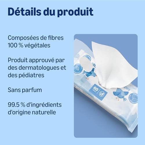 by Amazon Ultra-Soft Baby Wipes, 100% Vegetable Fiber, 99% Water, 720 Wipes, Unscented, 12 Packs of 60 (formerly under the brand Mama Bear, same product) - Image 5