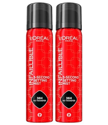 L'Oréal Paris Infallible Face Makeup Fixing Spray 3-Second Setting Mist 36H No-Transfer Waterproof Lightweight Quick Dry Formula Sweat and Water Resistant - 2 Bottles of 75ml - Image 2