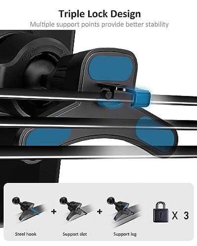 Hoppac Car Air Vent Phone Holder, Steel Holder, 360° Rotation, Release Button, Car Mobile Phone Holders for iPhone 4-7 Inch Smartphone - Image 3