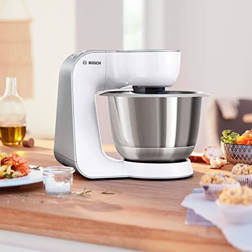 BOSCH MUM58W20 Series 4, Extra Powerful Motor Pastry Processor, 3D Planetary Movement, Mixing Bowl, 7 Speeds + Turbo, 1000 W, White/Silver - Image 6