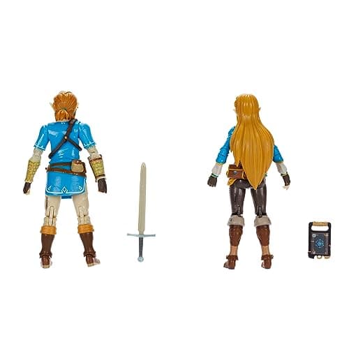 Nintendo Zelda - Pack of 2 Link and Zelda Action Figures - 11 cm - 20 Points of Articulation - Official Zelda Breath of The Wild - Sheikah Tablet and Soldier Sword Accessories - Ages 3+ - Image 5