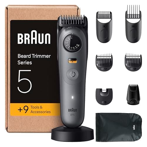 Braun Series 5 Beard Trimmer + 9 Styling Tools, Ultra-Sharp Blade, 120 Min Runtime, 40 Lengths, Waterproof, Precision Wheel and Lock, BT5565, Grey - Image 3