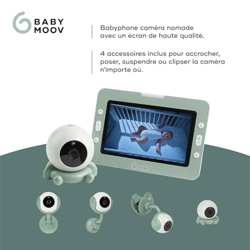 Babymoov Yoo Go+ Baby Monitor - Large HD 5 Inch 720P Screen - Long Battery Life 8h Rechargeable Battery - 4 Camera Accessories Included - Lifetime Warranty - 8 Lullabies - Image 4