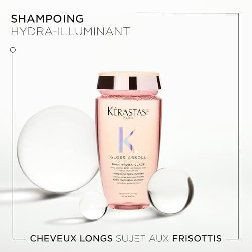 KÉRASTASE Gloss Absolu -Bain Hydra-Glaze -Shampoing Cheveux Ternes - Brillance -Shampoing Hydra-Illuminant - Acide Hyaluronique, Acide Glycolique & Rose Sauvage - Cheveux Longs & Sujets aux Frisottis - Image 4