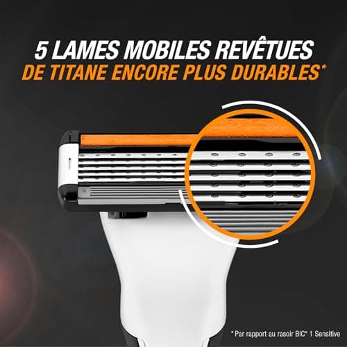 BIC Hybrid 5 Flex - Rechargeable Shaver for Men, 1 Durable Handle + 4 Refills of 5 Blades for a Precise and Comfortable Shave - Image 7