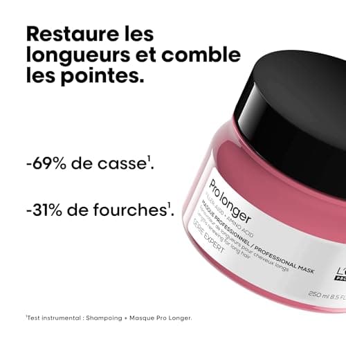 L'Oréal Professionnel, Routine pour Cheveux Longs & Cassants, Pointes Abîmées & Fourchues, Hydrate & Protège Contre La Casse, Vitalité Naturelle, Pro Longer, Masque/Duo/Trio, Série Expert - Image 4